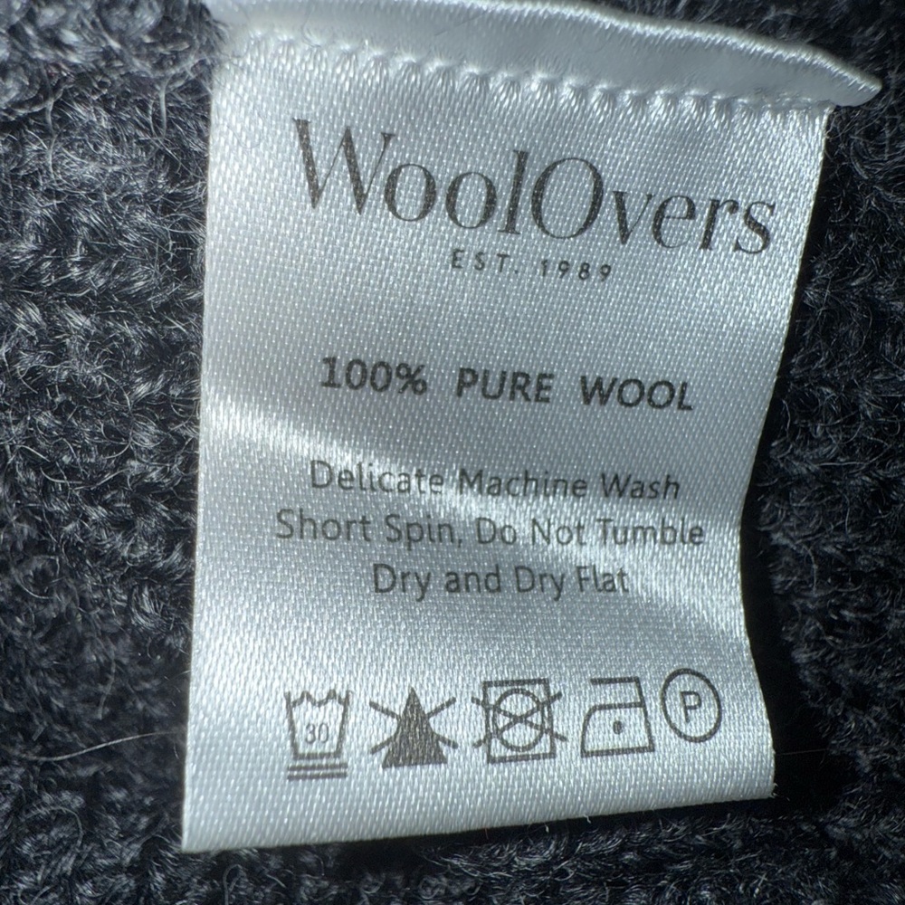 WoolOvers British wool quarter-zip sweater suede shoulder elbow patches Large - Picture 10 of 11